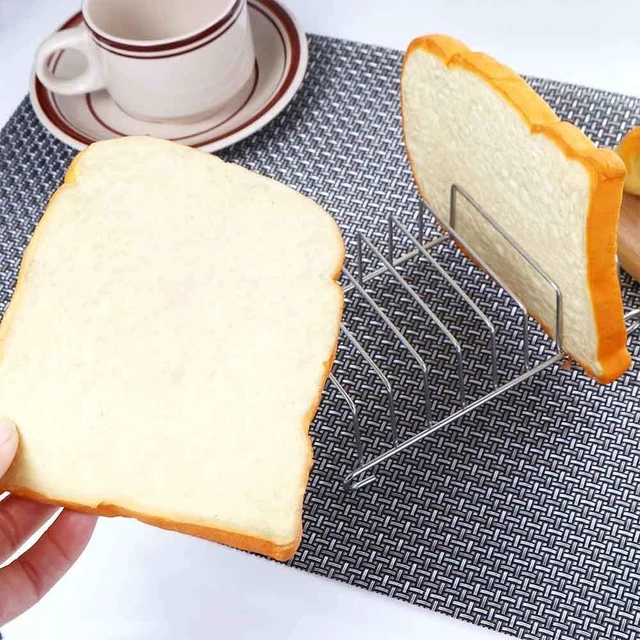 Alt view image 4 of 7 - Toast Bread Rack Holder, Stainless Steel 8 Slice Holes Toast Bread Rack, Rectangle Pancake Holder Kitchen Organizer Bakeware Cooling Racks