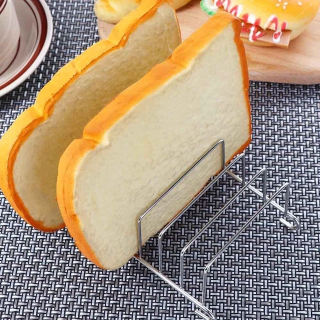 Alt view image 5 of 7 - Toast Bread Rack Holder, Stainless Steel 8 Slice Holes Toast Bread Rack, Rectangle Pancake Holder Kitchen Organizer Bakeware Cooling Racks