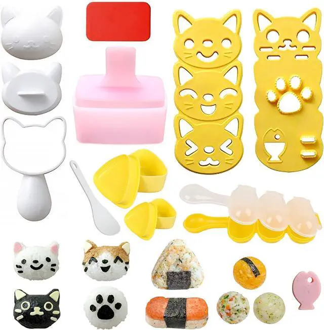 Main image of Cute Cat Rice Ball Molds 6 Sets Sushi Molds Bento Box Accessories Kits with 1PC Musubi Maker Press Mold, 2PCS Gimbap Molds Triangle and 1PC Rice Ball Mold Shaker for DIY Fun Lunch Box Picnic Tool