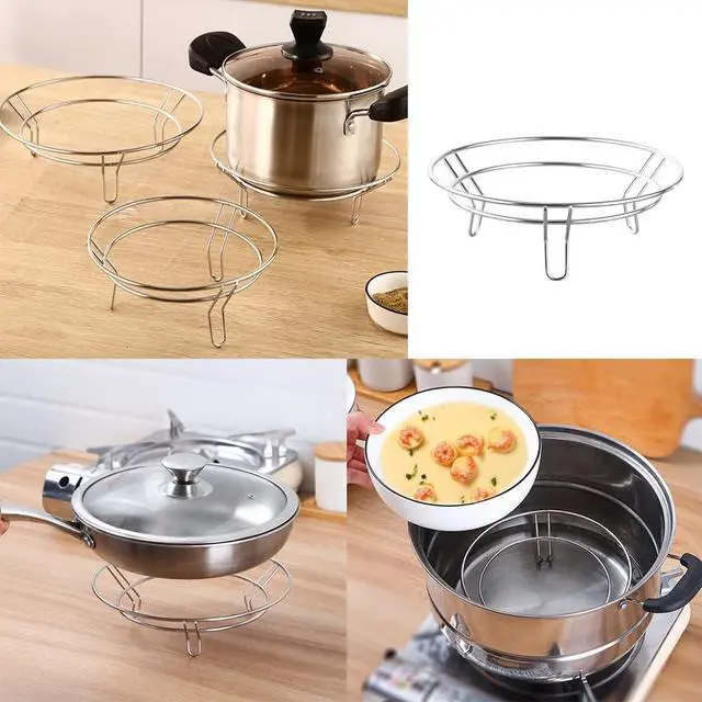 Alt view image 4 of 6 - 2 Pack Wok Pan Holder Hot Stir-Fry Pans Wire Rack Steamer Dish Base Serving Stand Round Bottom Pot Trivet Bracket Stainless Steel Heat Resistant for Kitchen Table Countertops Cooling