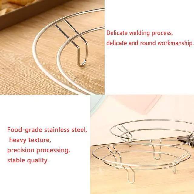 Alt view image 3 of 6 - 2 Pack Wok Pan Holder Hot Stir-Fry Pans Wire Rack Steamer Dish Base Serving Stand Round Bottom Pot Trivet Bracket Stainless Steel Heat Resistant for Kitchen Table Countertops Cooling