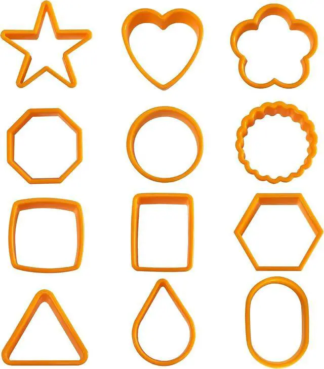 Main image of XIPEGPA 12PCS Color Plastic Cookie Cutters Heart Star Triangle for Vegetable Fruit Cutters