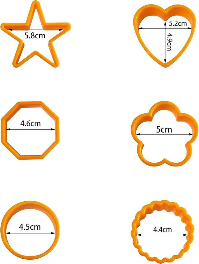 Alt view image 2 of 5 - XIPEGPA 12PCS Color Plastic Cookie Cutters Heart Star Triangle for Vegetable Fruit Cutters