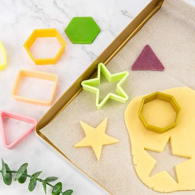 Alt view image 4 of 5 - XIPEGPA 12PCS Color Plastic Cookie Cutters Heart Star Triangle for Vegetable Fruit Cutters