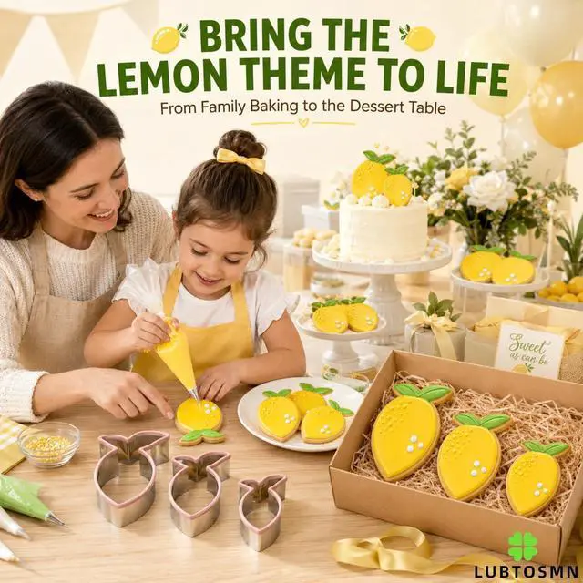 Alt view image 3 of 7 - 3 Piece Multi-Size Lemon Cookie Cutters Set, Silicone Rim Set