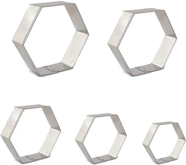 Main image of 5Pcs Hexagon Cookie Cutter Cookie Shaper Tool for Homemade Baking