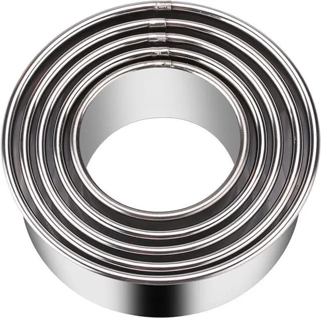 Main image of 5 Pieces Biscuit Cookie Cutters Set,Stainless Steel Circle Round Cookie Biscuit Cutters in Graduated Sizes Shape Molds for Pastries Doughs Doughnuts