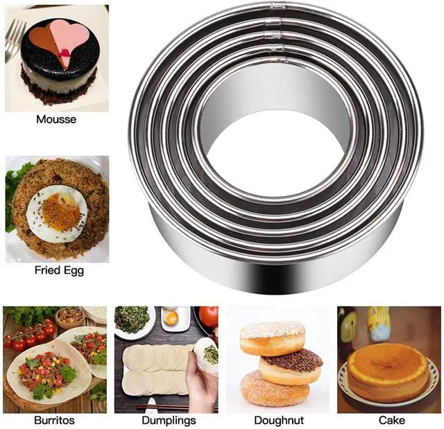 Alt view image 3 of 6 - 5 Pieces Biscuit Cookie Cutters Set,Stainless Steel Circle Round Cookie Biscuit Cutters in Graduated Sizes Shape Molds for Pastries Doughs Doughnuts