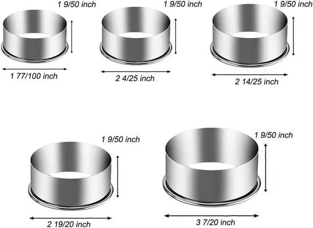 Alt view image 6 of 6 - 5 Pieces Biscuit Cookie Cutters Set,Stainless Steel Circle Round Cookie Biscuit Cutters in Graduated Sizes Shape Molds for Pastries Doughs Doughnuts