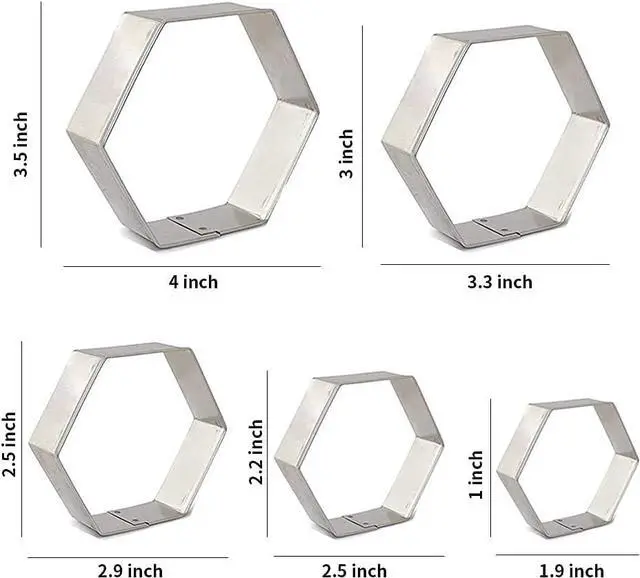 Alt view image 2 of 5 - 5Pcs Hexagon Cookie Cutter Cookie Shaper Tool for Homemade Baking