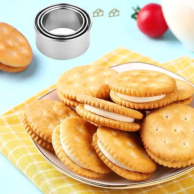 Alt view image 2 of 7 - Cookie Cutters - Biscuit Cutters/Stainless Steel Dumpling Cutters/Cake Pastry Cutters/Cake Cookie Scone Cutters Molds stamps for Cooking Baking (3Pcs, Round Edge)