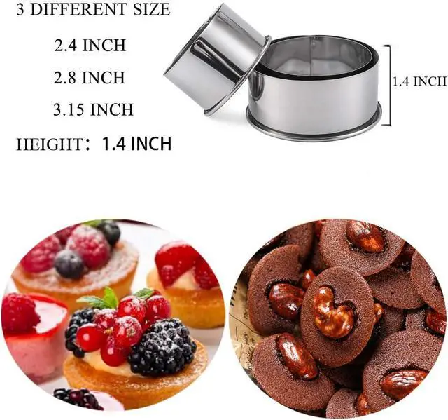 Alt view image 4 of 7 - Cookie Cutters - Biscuit Cutters/Stainless Steel Dumpling Cutters/Cake Pastry Cutters/Cake Cookie Scone Cutters Molds stamps for Cooking Baking (3Pcs, Round Edge)