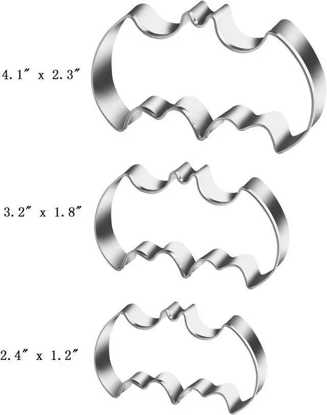 Alt view image 2 of 6 - 3 Pack Cookie Cutters Set Stainless Steel Bat Shape Halloween Biscuit Cookie Cutter