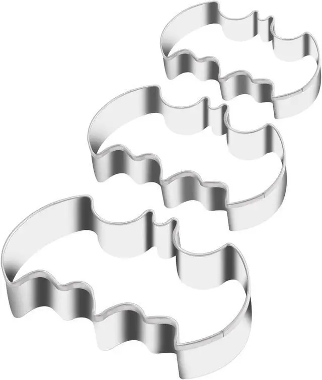 Alt view image 3 of 6 - 3 Pack Cookie Cutters Set Stainless Steel Bat Shape Halloween Biscuit Cookie Cutter