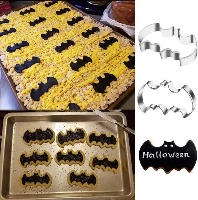 Alt view image 4 of 6 - 3 Pack Cookie Cutters Set Stainless Steel Bat Shape Halloween Biscuit Cookie Cutter