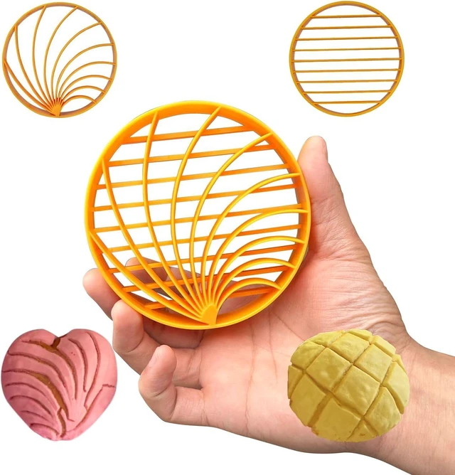 Main image of Concha Cutter Mexican Bread Mold with 4.1 Inch,Concha stamp two-sided mold,Marcador De Conchas De Pan Dulce - Bread Stamp, Cortador De Conchas Mexicanas(Orange)