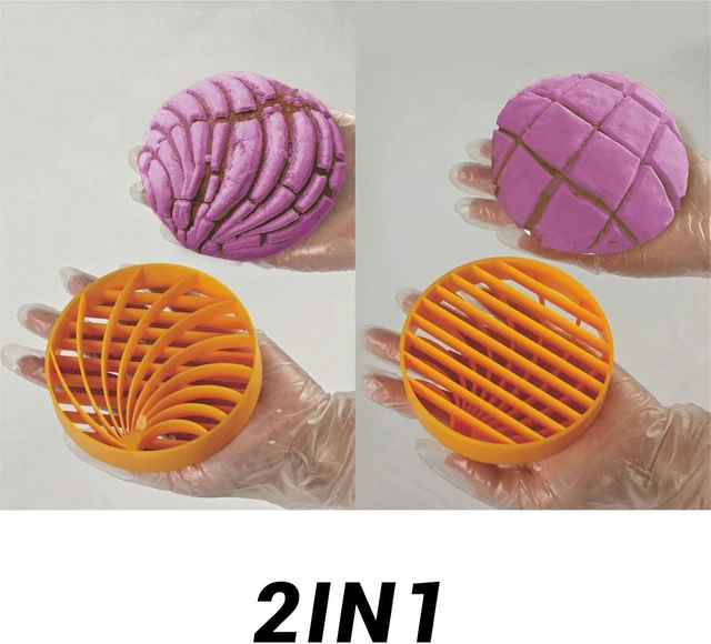 Alt view image 4 of 7 - Concha Cutter Mexican Bread Mold with 4.1 Inch,Concha stamp two-sided mold,Marcador De Conchas De Pan Dulce - Bread Stamp, Cortador De Conchas Mexicanas(Orange)