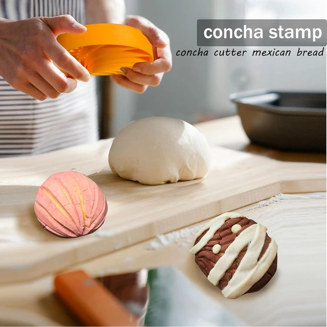 Alt view image 5 of 7 - Concha Cutter Mexican Bread Mold with 4.1 Inch,Concha stamp two-sided mold,Marcador De Conchas De Pan Dulce - Bread Stamp, Cortador De Conchas Mexicanas(Orange)