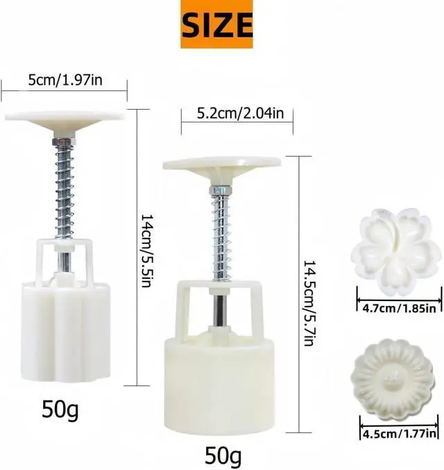 Alt view image 2 of 7 - 2 Pack Moon Cake Mold,Hand Printed Flower Cutter Baking Tools