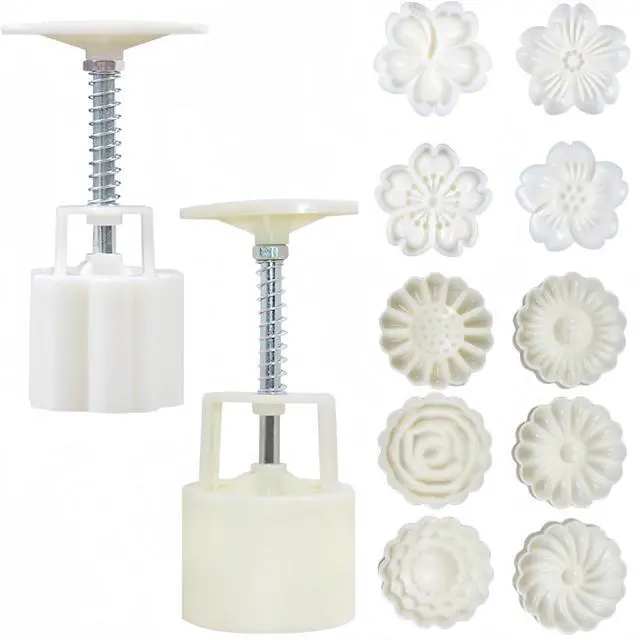 Main image of 2 Pack Moon Cake Mold,Hand Printed Flower Cutter Baking Tools