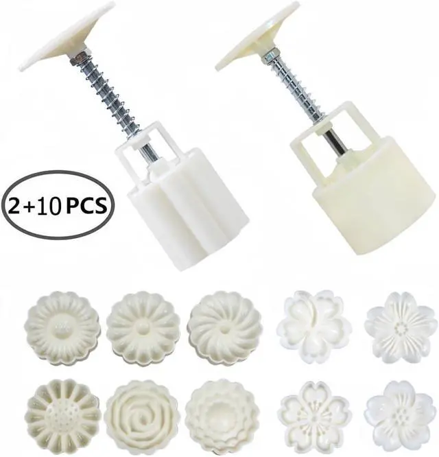Alt view image 7 of 7 - 2 Pack Moon Cake Mold,Hand Printed Flower Cutter Baking Tools
