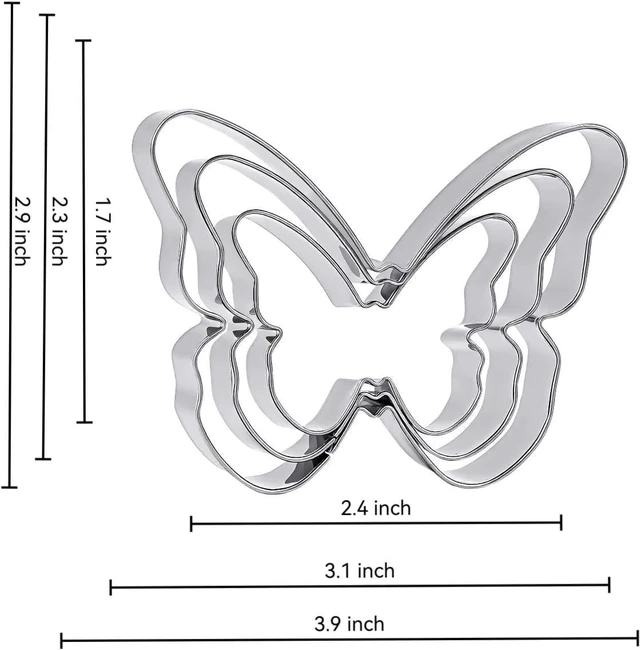 Alt view image 2 of 3 - YnGvaRR Butterfly Cookie Cutter Set- 3.9,3.1,2.4 - 3 Piece - Stainless Steel