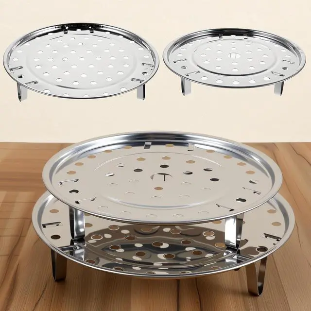 Main image of 2PCS Round Stainless Steel Steamer Rack, Steaming Rack Stand, Canner Canning Racks Steamer Insert Stock Pot Steaming Tray Pressure Cooker Cooking Toast Bread Salad Baking