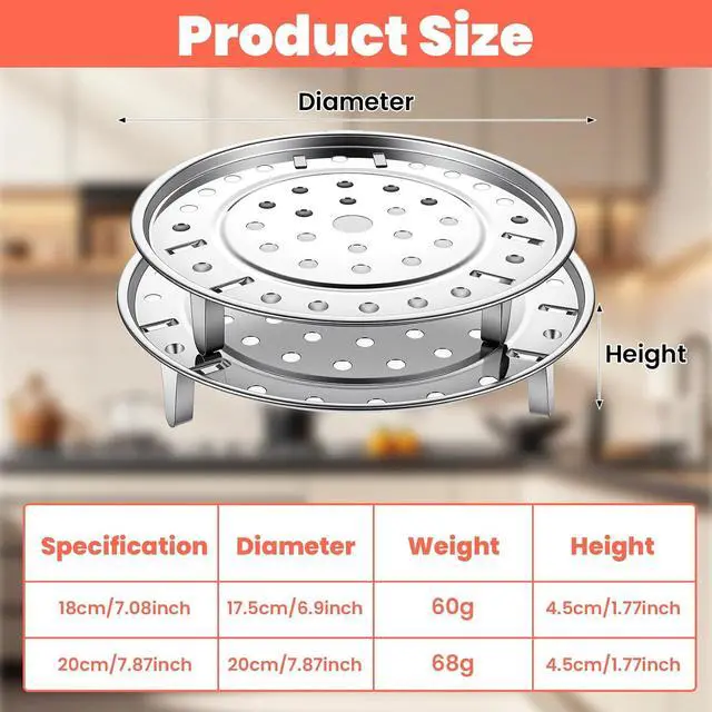 Alt view image 2 of 7 - 2PCS Round Stainless Steel Steamer Rack, Steaming Rack Stand, Canner Canning Racks Steamer Insert Stock Pot Steaming Tray Pressure Cooker Cooking Toast Bread Salad Baking