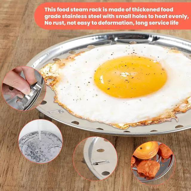 Alt view image 3 of 7 - 2PCS Round Stainless Steel Steamer Rack, Steaming Rack Stand, Canner Canning Racks Steamer Insert Stock Pot Steaming Tray Pressure Cooker Cooking Toast Bread Salad Baking