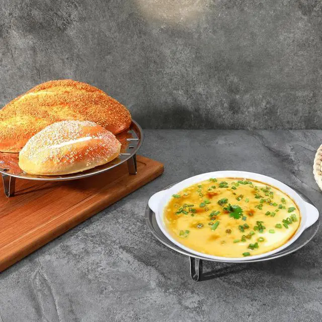 Alt view image 6 of 7 - 2PCS Round Stainless Steel Steamer Rack, Steaming Rack Stand, Canner Canning Racks Steamer Insert Stock Pot Steaming Tray Pressure Cooker Cooking Toast Bread Salad Baking