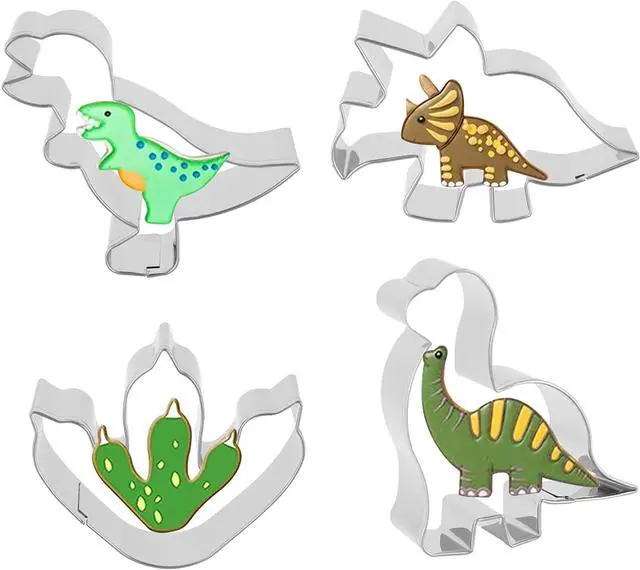 Main image of Cookie Cutter ANCKNE Dinosaur Cookie Cutter Set Small Size Stainless Steel Shaped for Kids Dinosaur Theme Birthday Party Supplies