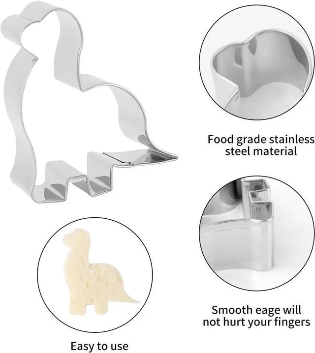 Alt view image 2 of 6 - Cookie Cutter ANCKNE Dinosaur Cookie Cutter Set Small Size Stainless Steel Shaped for Kids Dinosaur Theme Birthday Party Supplies