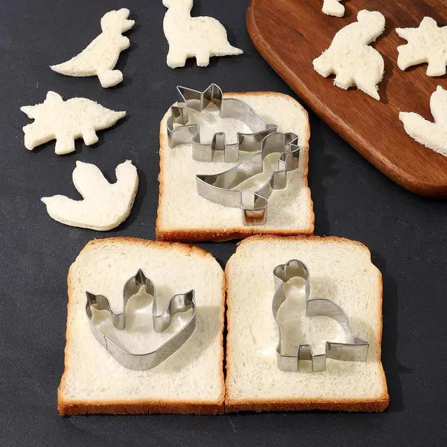 Alt view image 4 of 6 - Cookie Cutter ANCKNE Dinosaur Cookie Cutter Set Small Size Stainless Steel Shaped for Kids Dinosaur Theme Birthday Party Supplies