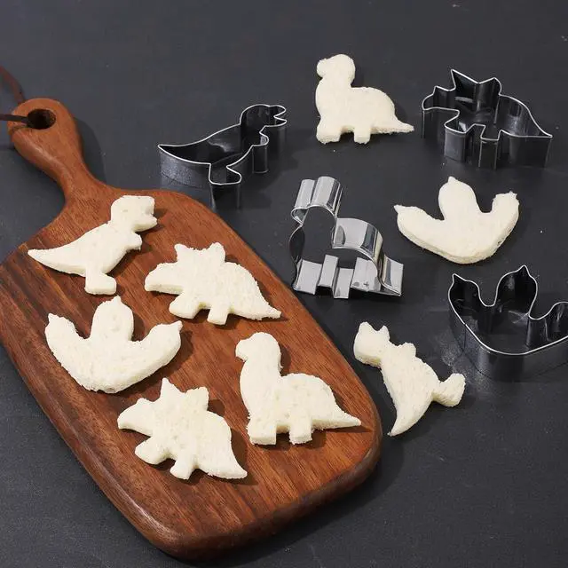 Alt view image 6 of 6 - Cookie Cutter ANCKNE Dinosaur Cookie Cutter Set Small Size Stainless Steel Shaped for Kids Dinosaur Theme Birthday Party Supplies