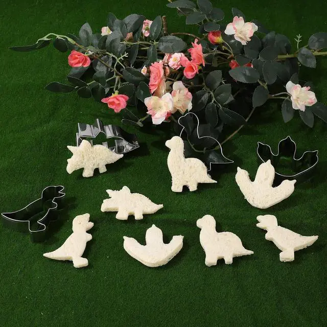 Alt view image 5 of 6 - Cookie Cutter ANCKNE Dinosaur Cookie Cutter Set Small Size Stainless Steel Shaped for Kids Dinosaur Theme Birthday Party Supplies