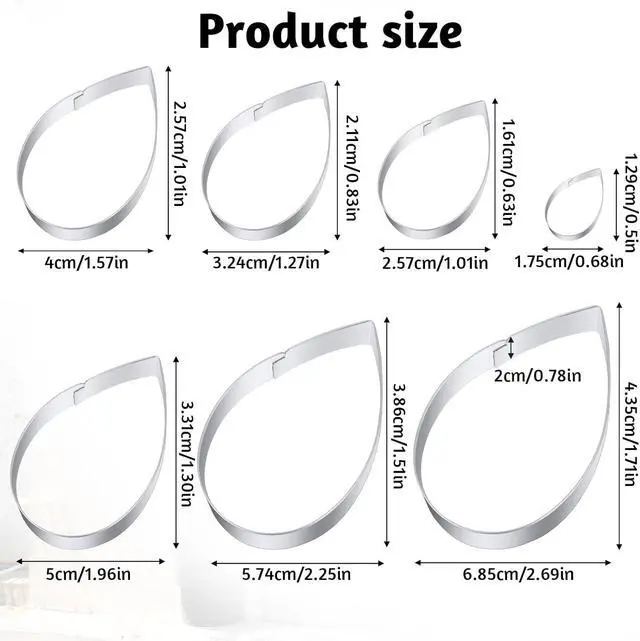 Alt view image 2 of 7 - 7Pcs Cutter Set Penta Angel Stainless Steel Cake Cookie Cutter Molds Flower Petal Fondant Teardrop Shaped Cake Cookie Pastry Baking Molds for Cupcake Topper Decoration