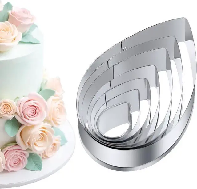 Main image of 7Pcs Cutter Set Penta Angel Stainless Steel Cake Cookie Cutter Molds Flower Petal Fondant Teardrop Shaped Cake Cookie Pastry Baking Molds for Cupcake Topper Decoration
