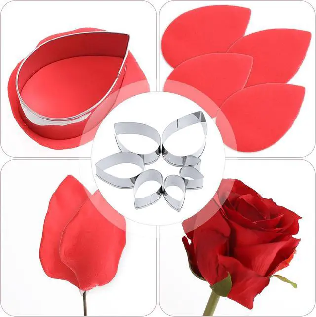 Alt view image 7 of 7 - 7Pcs Cutter Set Penta Angel Stainless Steel Cake Cookie Cutter Molds Flower Petal Fondant Teardrop Shaped Cake Cookie Pastry Baking Molds for Cupcake Topper Decoration