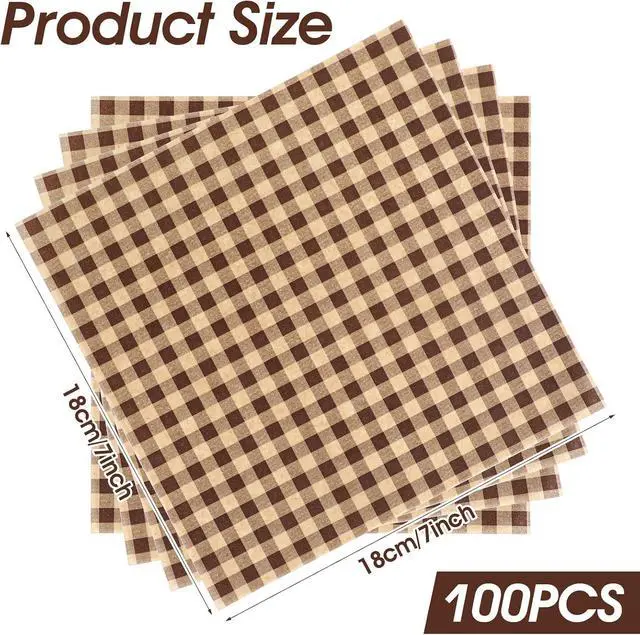 Alt view image 2 of 7 - WLLHYF 100Pcs Wax Paper Sheets for Food 7x7 In Checkered Deli Paper Sheets Greaseproof Sandiwch Wrapping Papers Elegant Basket Liners for Parties, Picnics, and Outdoors