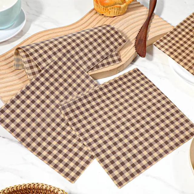 Alt view image 6 of 7 - WLLHYF 100Pcs Wax Paper Sheets for Food 7x7 In Checkered Deli Paper Sheets Greaseproof Sandiwch Wrapping Papers Elegant Basket Liners for Parties, Picnics, and Outdoors