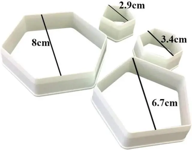 Alt view image 2 of 6 - Soccer Ball Cookie Cutter,Hexagon Cookie Cutter,Football Cake Decorations - 4 Sizes Geometric Biscuit Cutters Sandwiches Pastry Cutter for Birthday Cake Cupcake Decorating Tools