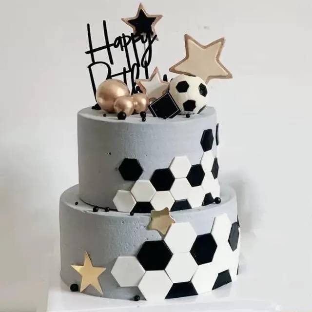Alt view image 5 of 6 - Soccer Ball Cookie Cutter,Hexagon Cookie Cutter,Football Cake Decorations - 4 Sizes Geometric Biscuit Cutters Sandwiches Pastry Cutter for Birthday Cake Cupcake Decorating Tools