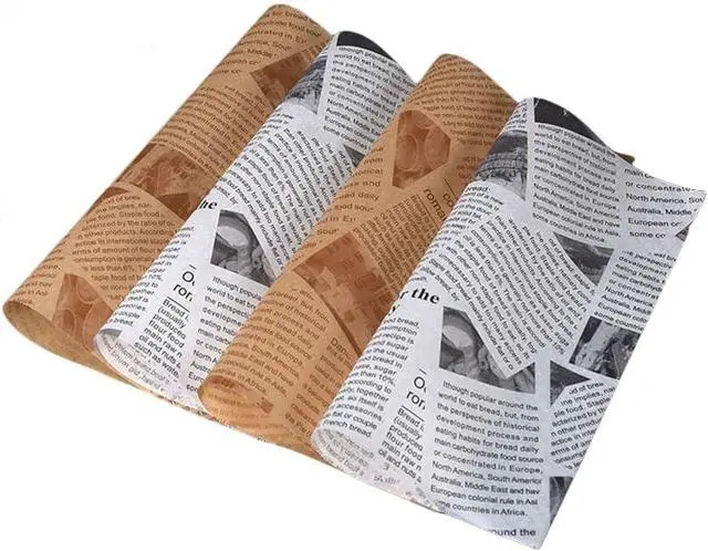 Main image of 100Pcs Baking Parchment Paper Roll Non Stick Baking Paper Newspaper Printing Design Food Wrapping Paper for Baking Cookies Bread Pizza Meat and Vegetables,10 x 10Inch Stick Baking Paper Newspaper
