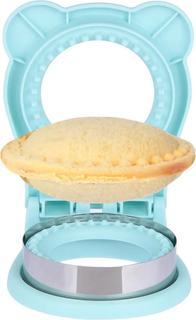 Main image of Sandwich Cutter and Sealer, Stainless Steel Uncrustable Sandwich Maker with CrimperRound Circle Shape for Peanut Butter Jelly, Pancake, CookieCrustless Bread Sealer for Kids Lunchboxes (Light Blue)
