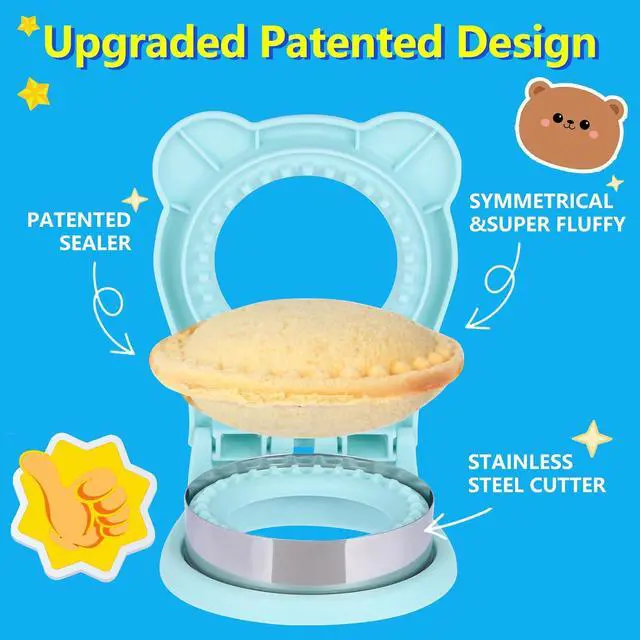 Alt view image 4 of 7 - Sandwich Cutter and Sealer, Stainless Steel Uncrustable Sandwich Maker with CrimperRound Circle Shape for Peanut Butter Jelly, Pancake, CookieCrustless Bread Sealer for Kids Lunchboxes (Light Blue)