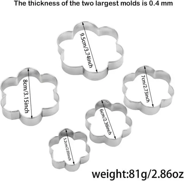Alt view image 4 of 5 - MrCookie Flower Cookie Cutters Stainless Steel.,5-Pack2.05"-3.74"