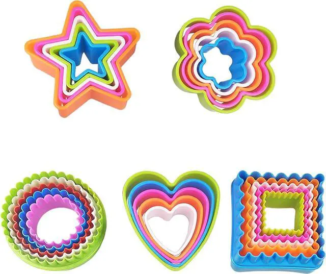 Main image of 25 PCS Cookie Cutter Set Multi-size Sandwich Fondant Cake Fruit Vegetable Shapes Cutter Set