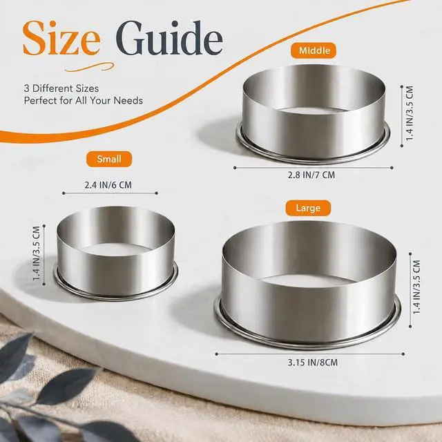 Alt view image 2 of 7 - Biscuit Cutters Set, Round Cookie Cutters, Stainless Steel Dumpling Cutters,Cake Pastry Cutters,Scone Cutters Molds for Cooking Baking (3Pcs, Plain Edge)