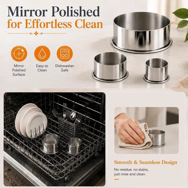 Alt view image 4 of 7 - Biscuit Cutters Set, Round Cookie Cutters, Stainless Steel Dumpling Cutters,Cake Pastry Cutters,Scone Cutters Molds for Cooking Baking (3Pcs, Plain Edge)