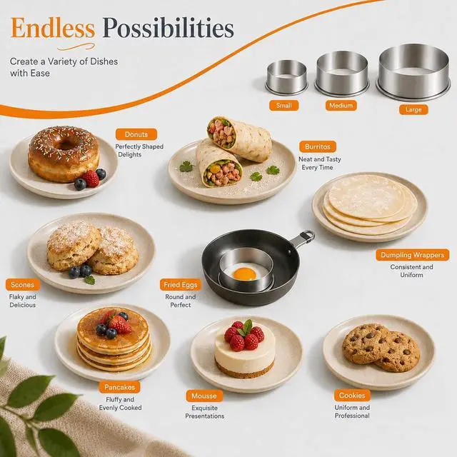 Alt view image 7 of 7 - Biscuit Cutters Set, Round Cookie Cutters, Stainless Steel Dumpling Cutters,Cake Pastry Cutters,Scone Cutters Molds for Cooking Baking (3Pcs, Plain Edge)